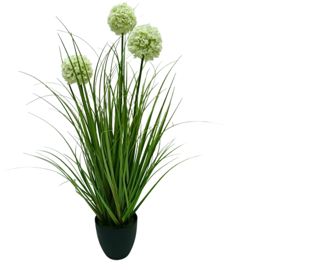 Ail ornemental artificiel en pot blanc 70 cm Garden Line