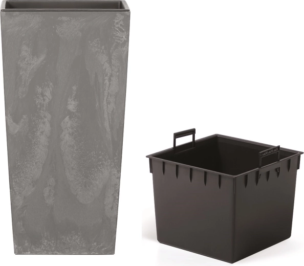 Cache-pot avec insert URBI Square effet béton 17 cm marengo