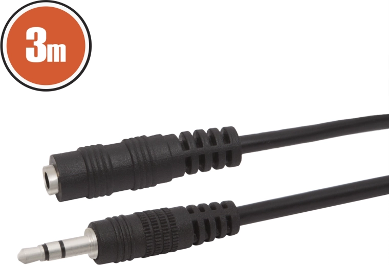 Câble audio d'extension Jack 3,5 mm, 3 m, noir