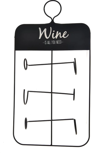 Support à vin en métal noir pour 3 bouteilles