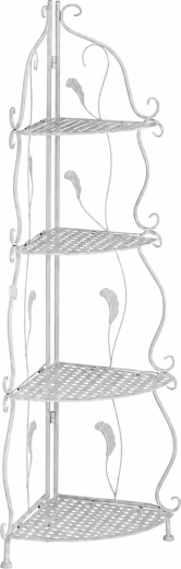 Étagère d’angle pliable en métal blanc pour fleurs avec 4 niveaux