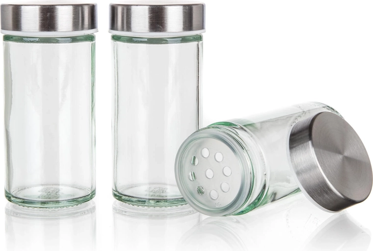 12 pots à épices en verre bien visibles