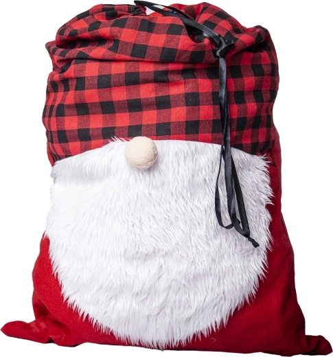 Sac de Noël pour cadeaux en polyester 87 × 56 cm avec motif de barbe du Père Noël