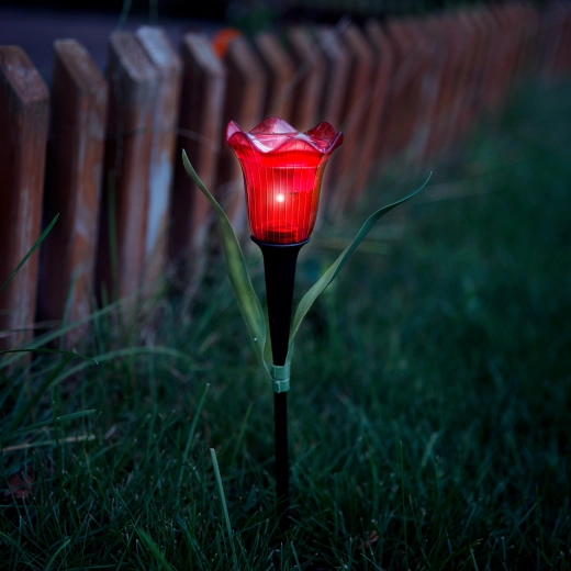 Lampe solaire LED en forme de tulipe - 1 pièce