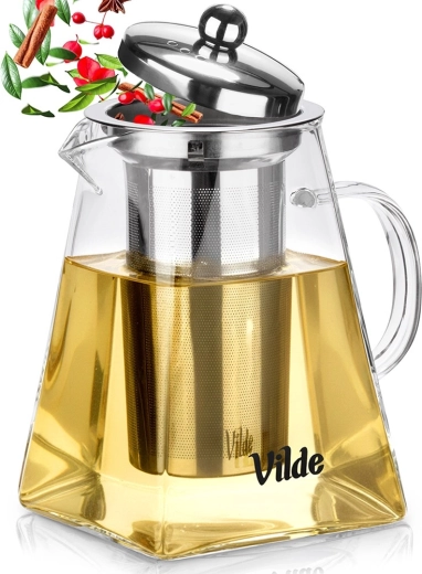 Théière en verre avec filtre à thé en acier inoxydable 920 ml