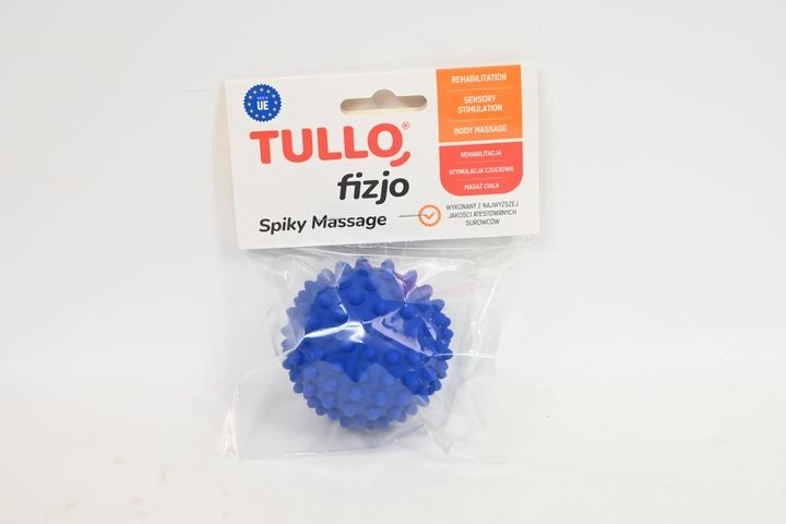 Balle de massage et de rééducation Fizjo à picots 7,6 cm bleue