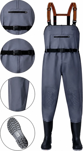 Cuissardes de pêche imperméables avec bottes en caoutchouc, taille 42
