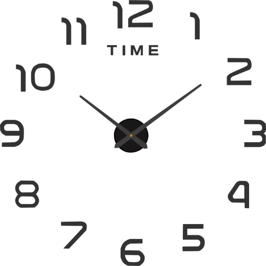 Horloge murale DIY 3D Ruhhy noire autocollante 60–130 cm silencieuse