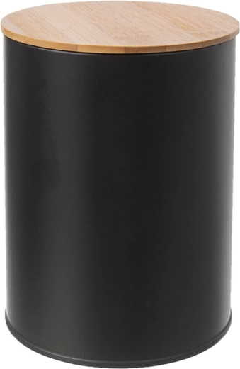 Boîte de cuisine en tôle avec couvercle en bambou 13 cm noire