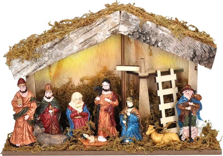 Solight crèche en bois LED rétroéclairée 27 × 7 × 17 cm