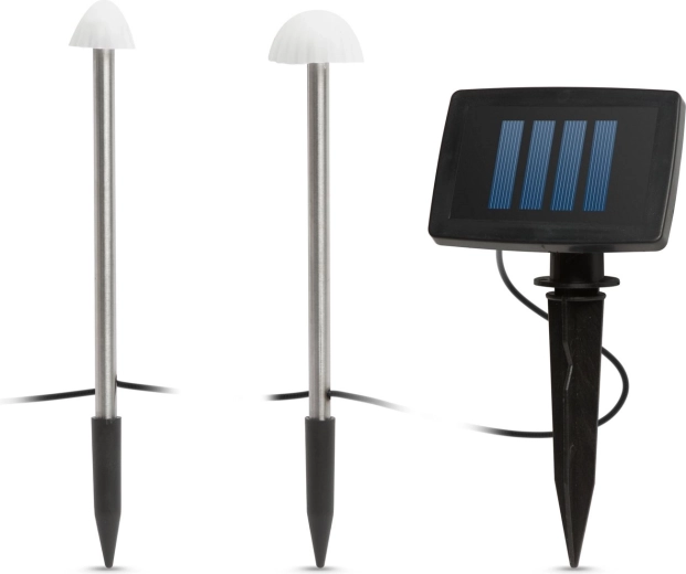 Lumières LED solaires en forme de mini champignons, 12 pièces, blanc chaud