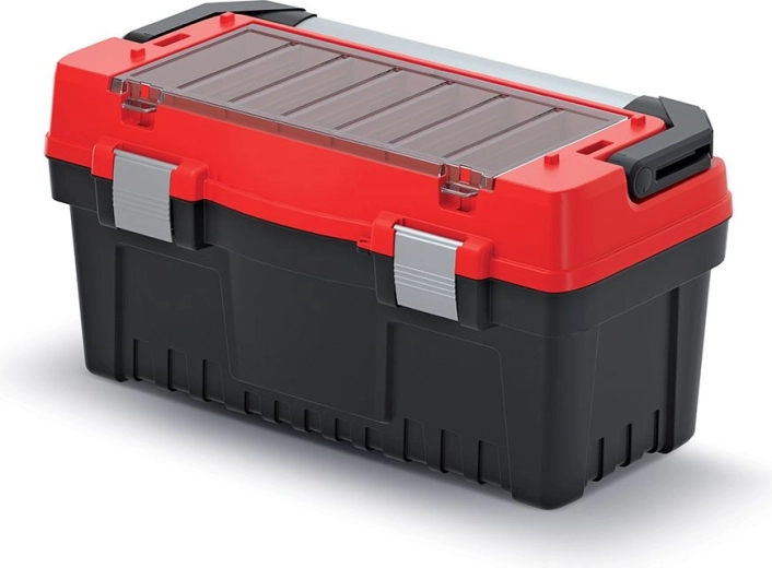 Coffret à outils avec poignée et verrous métalliques EVO, 548 × 274 × 286 mm, rouge