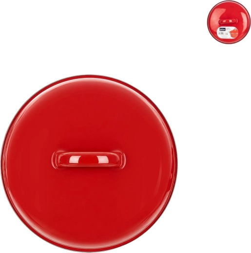 Couvercle émaillé avec bord 15 cm rouge