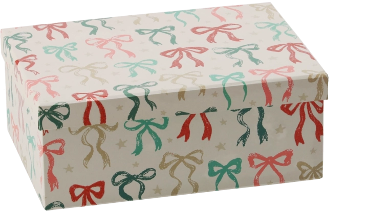 Boîte cadeau de Noël avec nœud 23 × 16,5 × 9 cm - 1 pièce