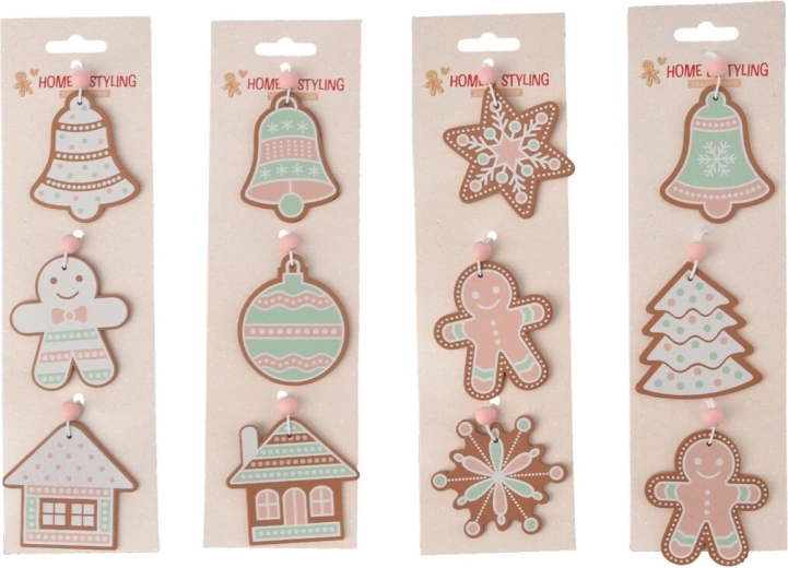 Ornement en bois à suspendre – lot de 3 pièces (mix de 4 motifs)