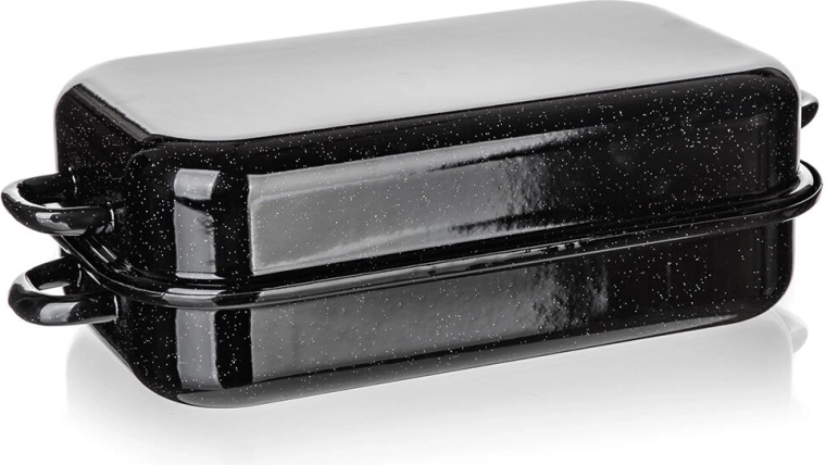 Culinaria Black plat à rôtir émaillé en deux parties 35 × 20 cm