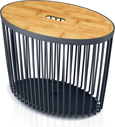 Panier ovale universel avec couvercle en bambou 56,8 cm, anthracite