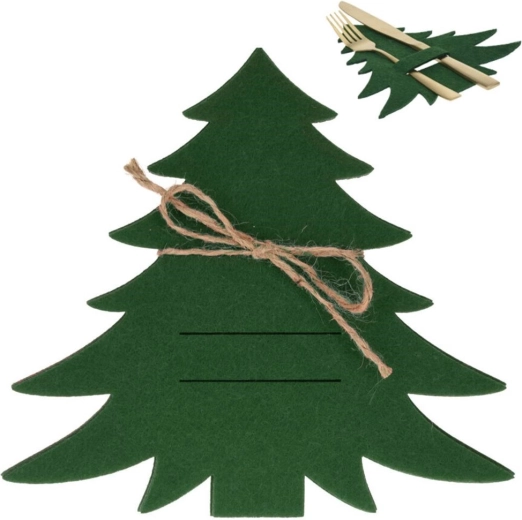 Étuis de couverts de Noël en feutre en forme de sapin, verts, lot de 4
