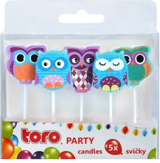 Bougies de gâteau à piquer TORO chouettes, 5 pcs