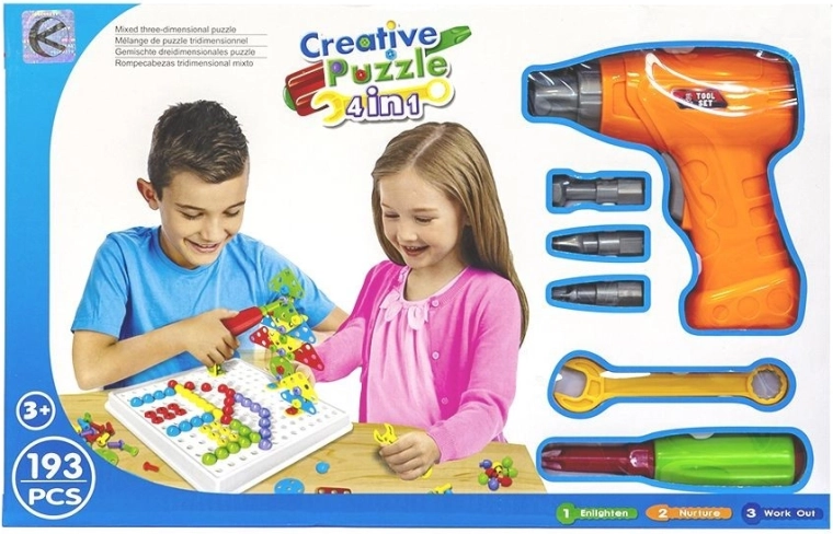 Puzzle de construction avec set d’outils – 193 pièces