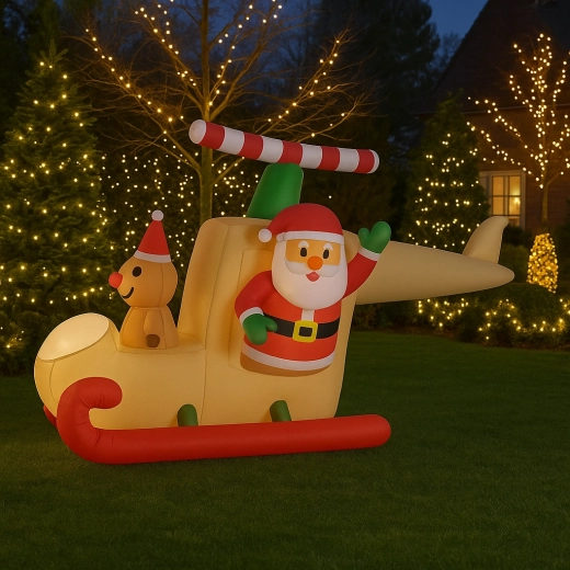 Père Noël gonflable en traîneau avec LED, 160 cm