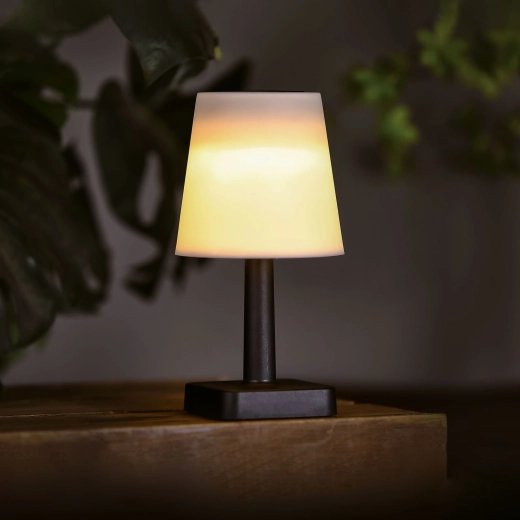 Lampe de table solaire blanche avec lumière LED blanc chaud