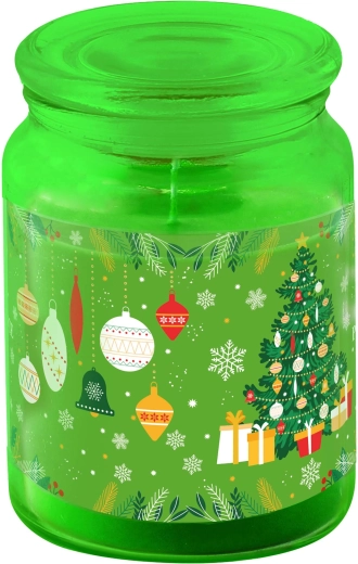 Bougie verte en verre avec couvercle 510 g