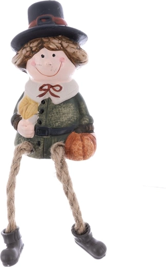 Figurine en céramique petit garçon avec jambes en tissu