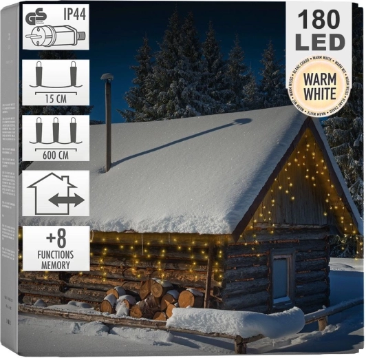 Corniche lumineuse extérieure suspendue 180 LED 5,85 m – blanc chaud