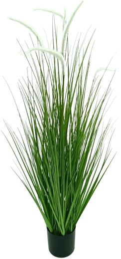 Herbe ornementale artificielle pennisetum en pot blanche 120 cm