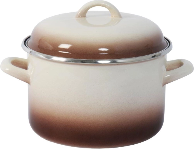 Marmite avec couvercle 22 cm, 5 l Capuccino émaillée