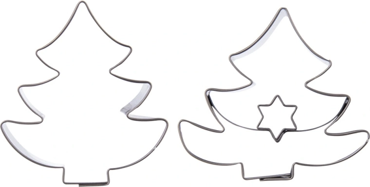Emporte-pièces Orion en acier inoxydable en forme de sapin 4,5 cm - 2 pièces