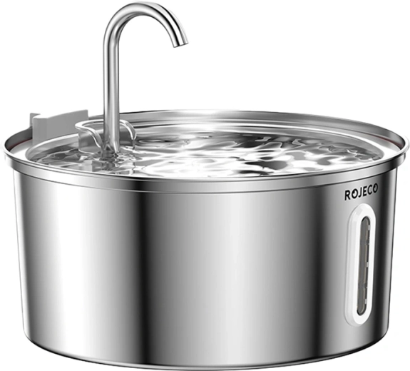 Fontaine à eau pour chats ROJECO 3,2 l en acier inoxydable