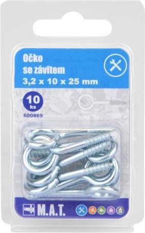 Œil fermé fileté 25 × 10 × 3,2 mm, zinc (10 pcs)
