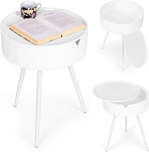 Table de chevet ronde avec plateau amovible en plastique ModernHome