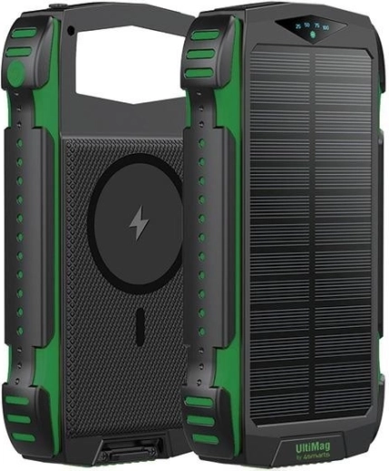 Batterie externe solaire 4smarts TitanPack UltiMag 20 000 mAh, robuste, verte