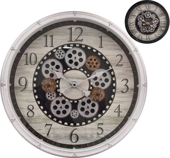 Horloge murale noir et blanc 52 cm plastique/métal (2 variantes)