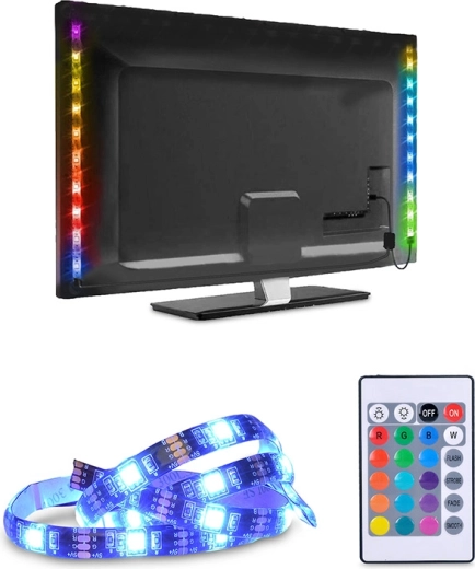 Bande LED RGB Solight pour TV et PC 2 × 50 cm USB avec interrupteur et télécommande