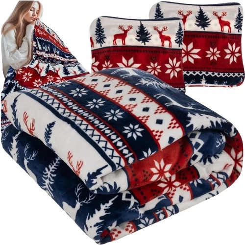 Couverture de Noël premium Ruhhy 160 × 200 cm + 2 housses de coussin