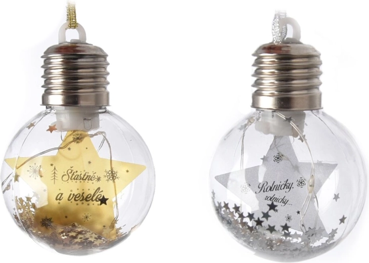 Boule de Noël à suspendre avec éclairage LED 8 × 8 × 10 cm (2 variantes)