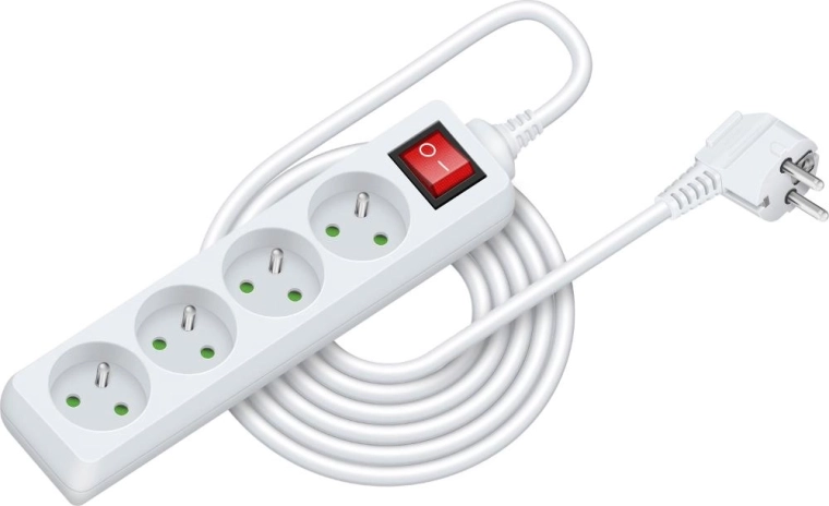 Rallonge électrique avec interrupteur RETLUX, 5 m, 4 prises