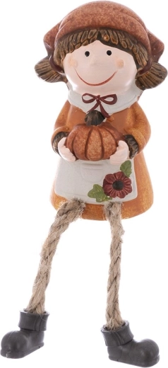 Figurine décorative fillette – décoration d’automne avec jambes en tissu
