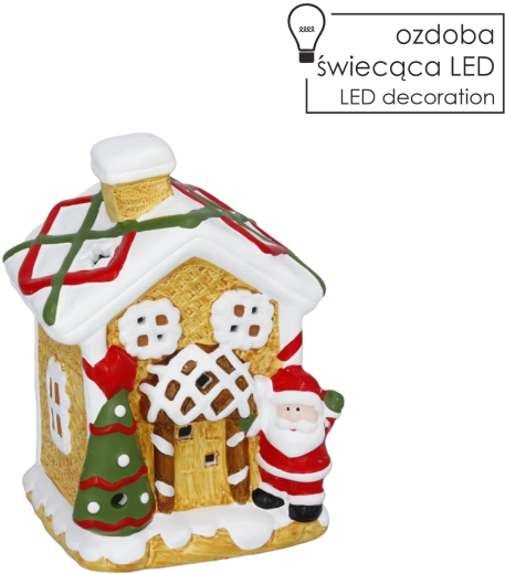 Figurine de Noël, maison en pain d’épices avec éclairage LED