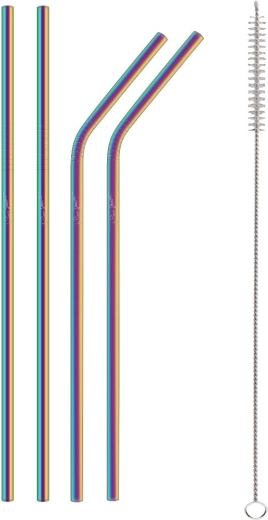 Pailles colorées en acier inoxydable Lamart, 5 pièces