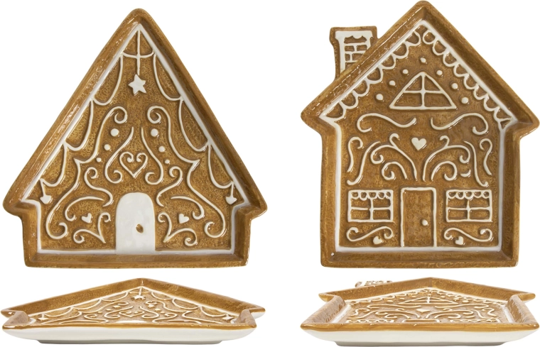 Assiette Maison en pain d’épices 26 × 24 cm, lot de 2 pièces