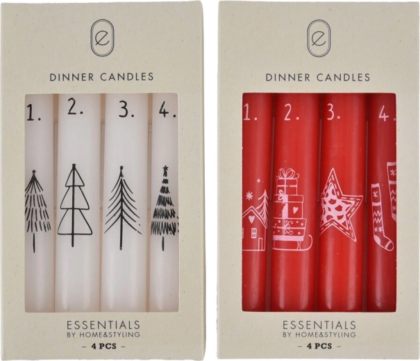 Lot de bougies décoratives de Noël à motif 16 cm, 4 pcs