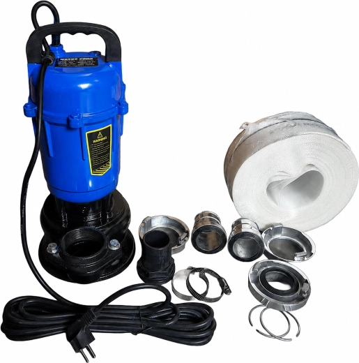 Pompe à eaux chargées pour eau propre et eau sale 750 W avec broyeur et tuyau