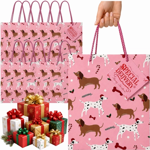 Sac cadeau de Noël avec motif de chiens - 1 pièce