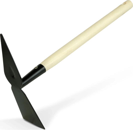 Serfouette de jardin double face avec manche en bois de 50 cm