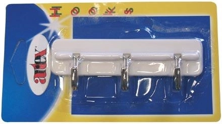 Patère autocollante triple 10,5 cm – plastique et chrome